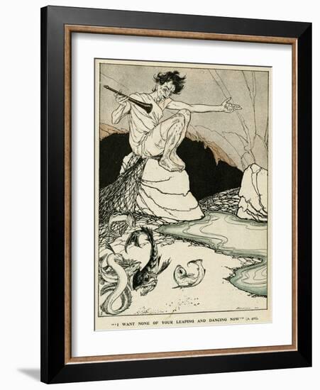 Piper Watching Fish Leaping and Dancing on the Shore-Arthur Rackham-Framed Art Print