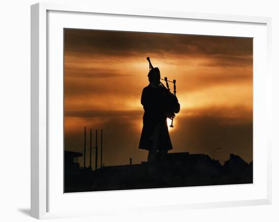 Piper William Bill Millin Playing Bagpipes, Normandy Beach-null-Framed Photographic Print