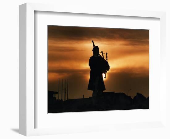 Piper William Bill Millin Playing Bagpipes, Normandy Beach-null-Framed Photographic Print