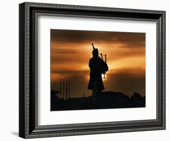 Piper William Bill Millin Playing Bagpipes, Normandy Beach-null-Framed Photographic Print