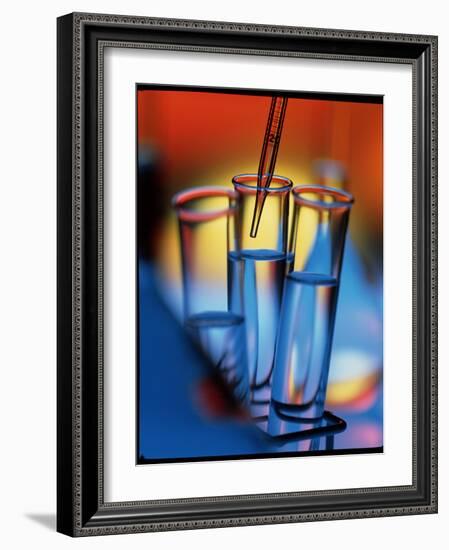 Pipette Places a Solution In a Test Tube-Tek Image-Framed Photographic Print