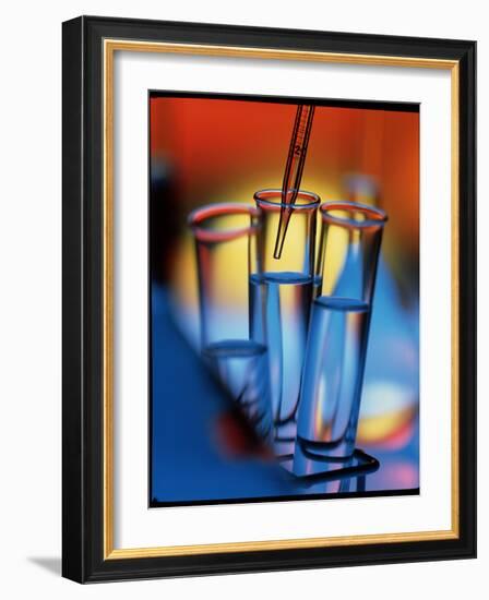 Pipette Places a Solution In a Test Tube-Tek Image-Framed Photographic Print