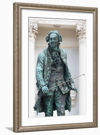 Piran, Primorska, Slovenia. Statue of Giuseppe Tartini, 1692-1770, violinist and composer born i...-null-Framed Photographic Print
