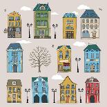 Set of Old European Houses Isolated on Vintage Background. Hand Drawn Sketch in Doodle Style. Vecto-Piranjya-Framed Art Print