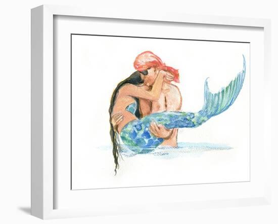 Pirate holding Mermaid-sylvia pimental-Framed Art Print