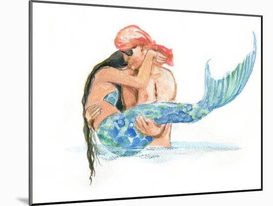 Pirate holding Mermaid-sylvia pimental-Mounted Art Print