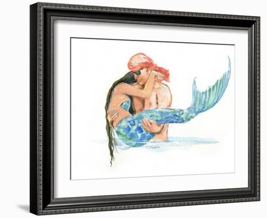 Pirate holding Mermaid-sylvia pimental-Framed Art Print