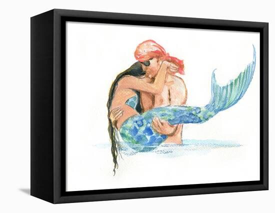 Pirate holding Mermaid-sylvia pimental-Framed Stretched Canvas
