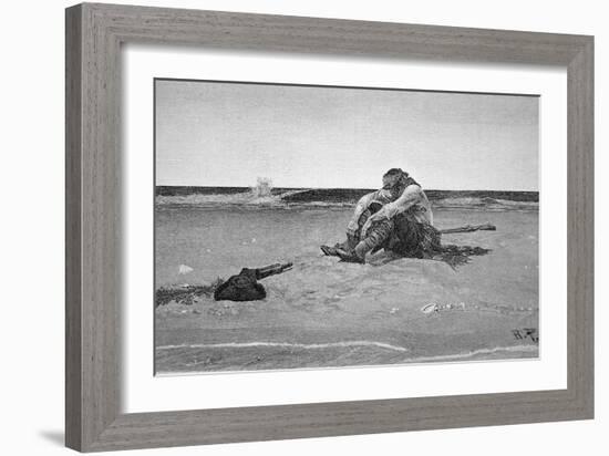 Pirate Marooned on a Desert Isle, 1887-Howard Pyle-Framed Giclee Print