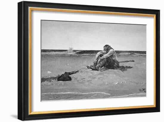 Pirate Marooned on a Desert Isle, 1887-Howard Pyle-Framed Giclee Print