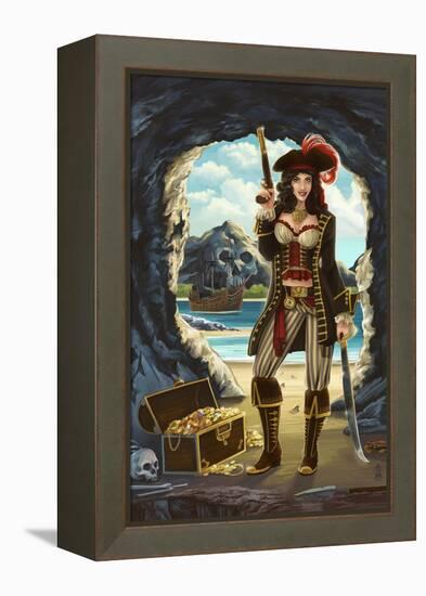 Pirate Pinup Girl-Lantern Press-Framed Stretched Canvas