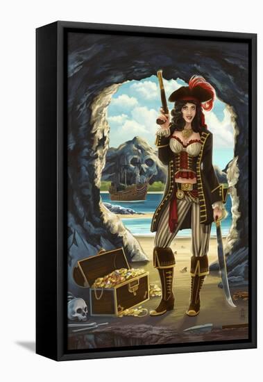 Pirate Pinup Girl-Lantern Press-Framed Stretched Canvas