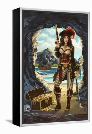 Pirate Pinup Girl-Lantern Press-Framed Stretched Canvas