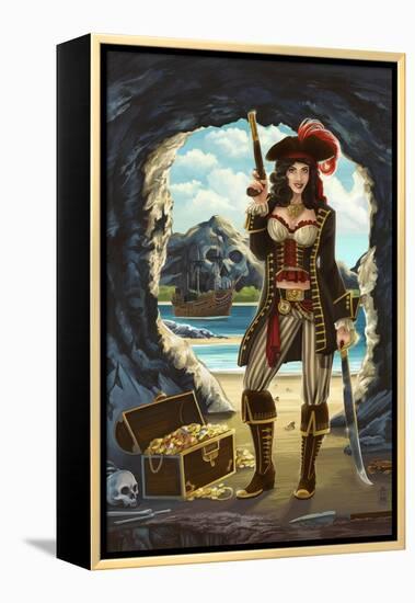 Pirate Pinup Girl-Lantern Press-Framed Stretched Canvas