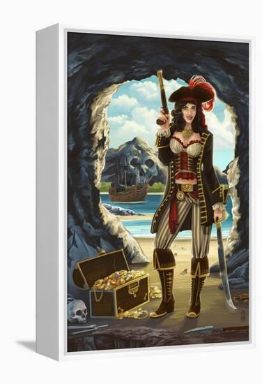 Pirate Pinup Girl-Lantern Press-Framed Stretched Canvas