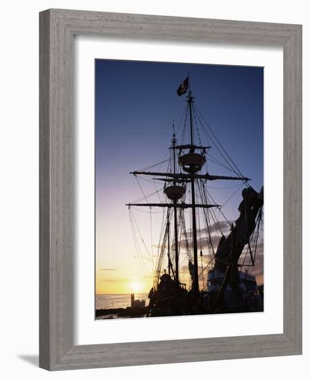 Pirate Ship in Hog Sty Bay, During Pirates' Week Celebrations, George Town, Cayman Islands-Ruth Tomlinson-Framed Photographic Print