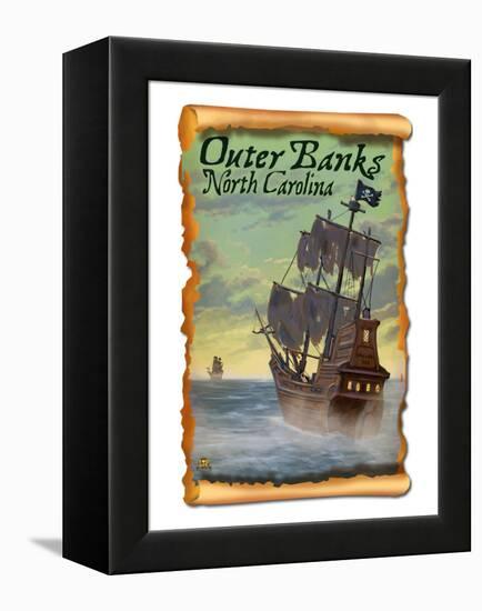 Pirate Ship - Outer Banks, North Carolina-Lantern Press-Framed Stretched Canvas