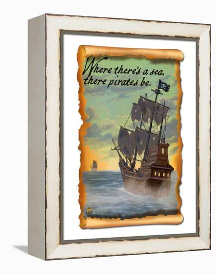 Pirate Ship-Lantern Press-Framed Stretched Canvas