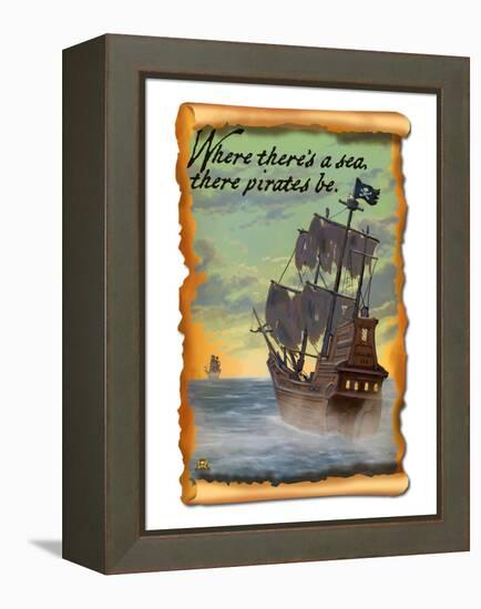 Pirate Ship-Lantern Press-Framed Stretched Canvas