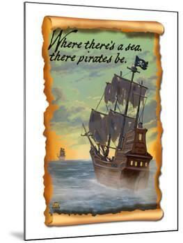 Pirate Ship-Lantern Press-Mounted Art Print