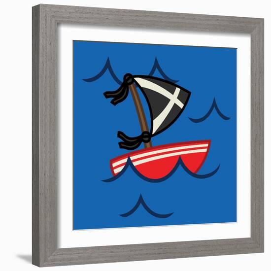 Pirate Ship-Jace Grey-Framed Art Print