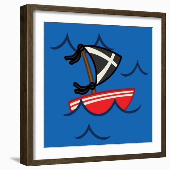 Pirate Ship-Jace Grey-Framed Art Print