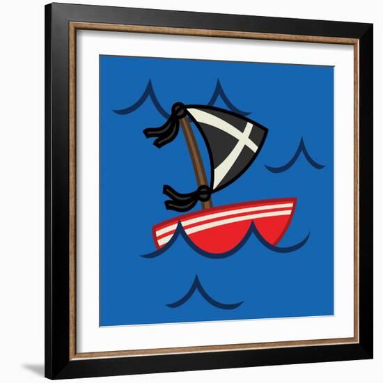 Pirate Ship-Jace Grey-Framed Art Print