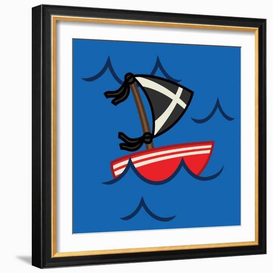 Pirate Ship-Jace Grey-Framed Art Print