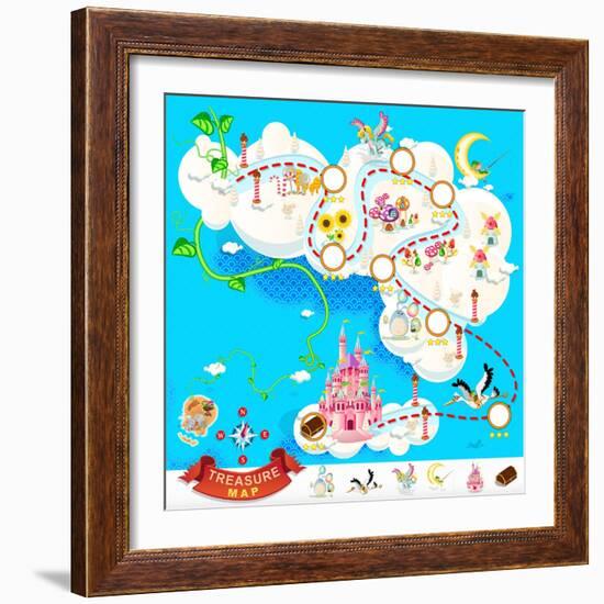 Pirate Treasure Map Sky Castle-escova-Framed Art Print