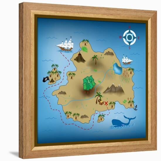 Pirate Treasure Map-miskokordic-Framed Stretched Canvas