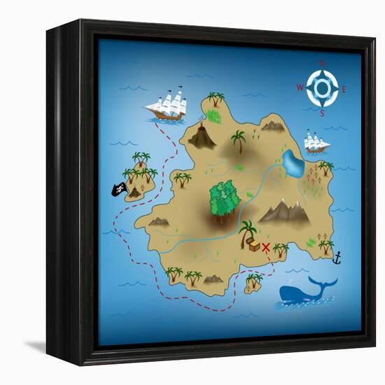 Pirate Treasure Map-miskokordic-Framed Stretched Canvas