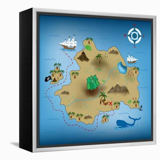 Pirate Treasure Map-miskokordic-Framed Stretched Canvas