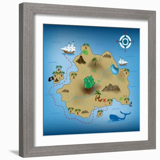 Pirate Treasure Map-miskokordic-Framed Art Print