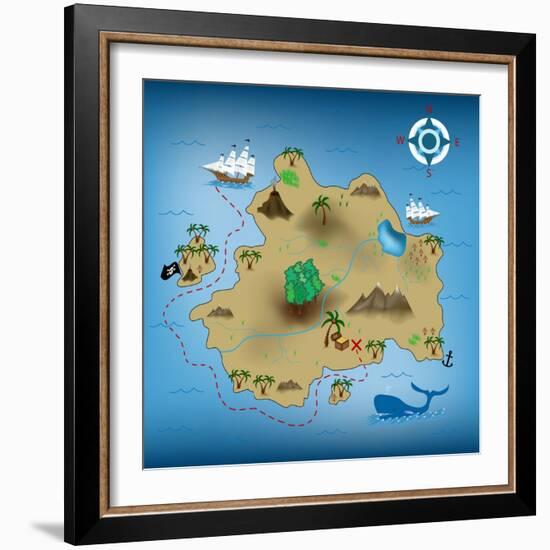 Pirate Treasure Map-miskokordic-Framed Art Print