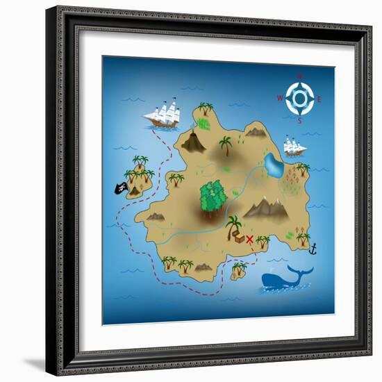 Pirate Treasure Map-miskokordic-Framed Art Print