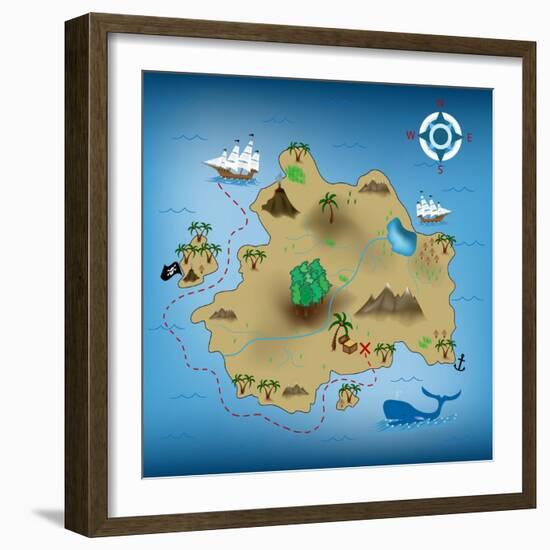 Pirate Treasure Map-miskokordic-Framed Premium Giclee Print