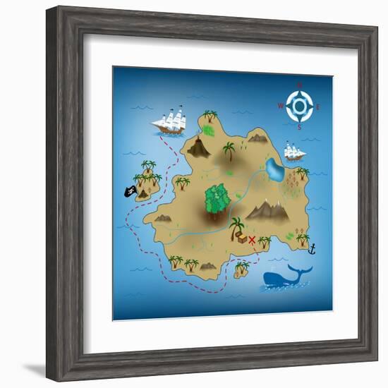 Pirate Treasure Map-miskokordic-Framed Art Print