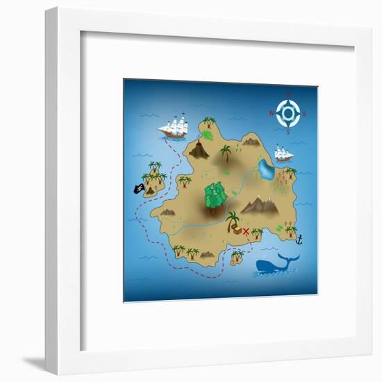 Pirate Treasure Map-miskokordic-Framed Art Print