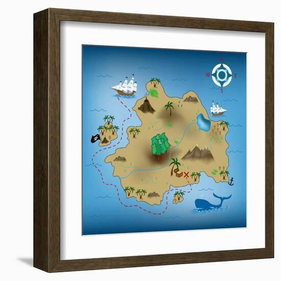 Pirate Treasure Map-miskokordic-Framed Art Print