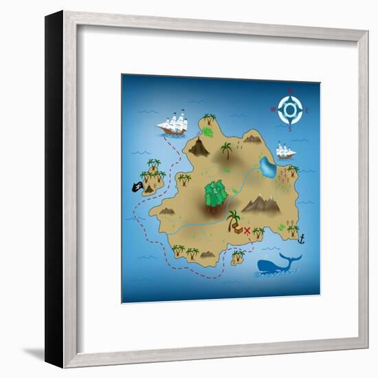 Pirate Treasure Map-miskokordic-Framed Art Print