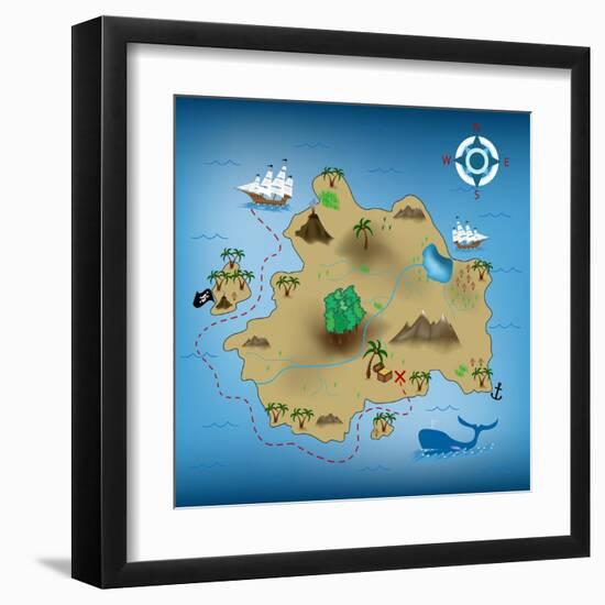 Pirate Treasure Map-miskokordic-Framed Art Print
