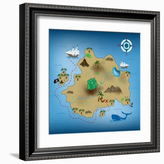 Pirate Treasure Map-miskokordic-Framed Art Print