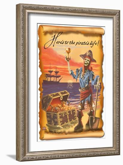 Pirate with Plunder-Lantern Press-Framed Art Print