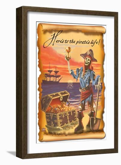 Pirate with Plunder-Lantern Press-Framed Art Print