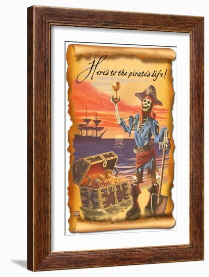 Pirate with Plunder-Lantern Press-Framed Art Print