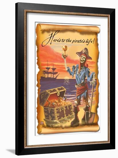 Pirate with Plunder-Lantern Press-Framed Art Print