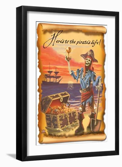 Pirate with Plunder-Lantern Press-Framed Art Print