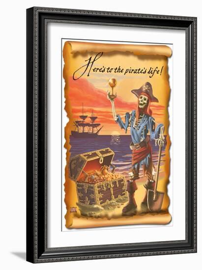 Pirate with Plunder-Lantern Press-Framed Art Print