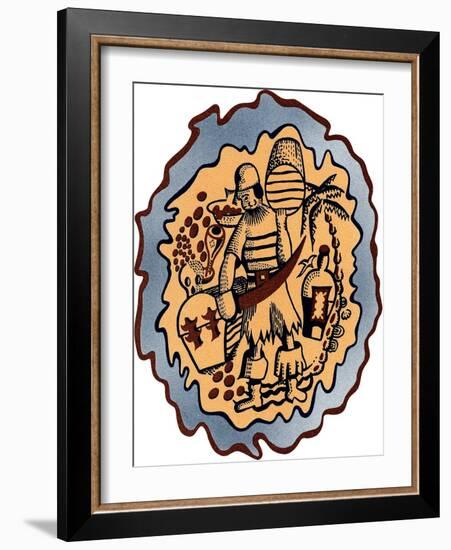 Pirate with Treasure-null-Framed Art Print