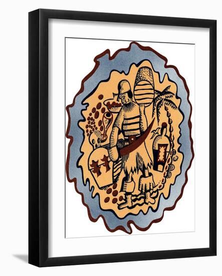 Pirate with Treasure-null-Framed Art Print